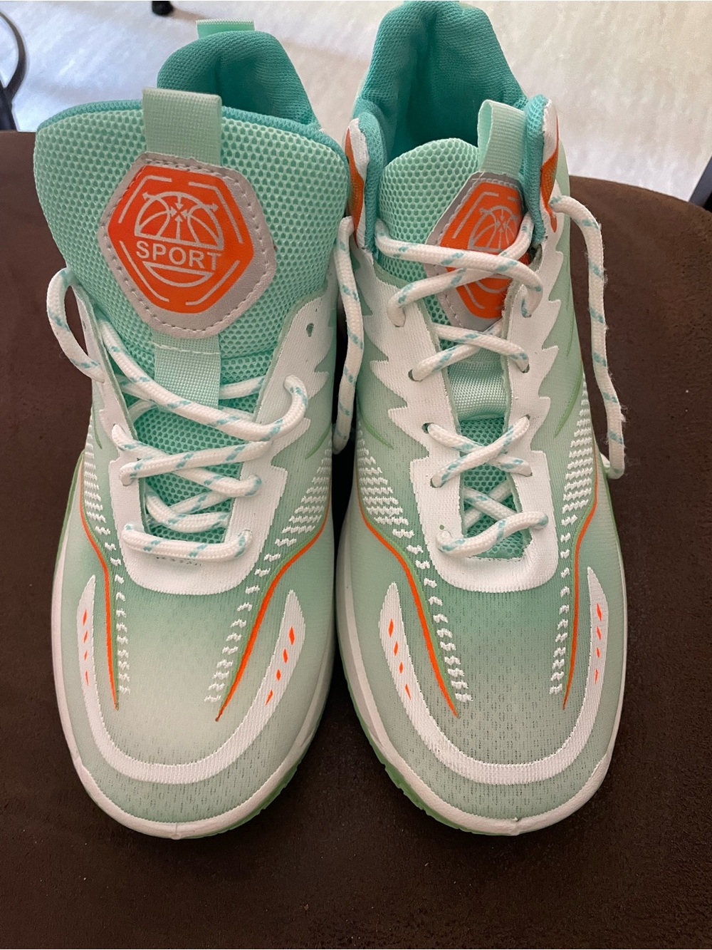 Sporto Mint Green and Orange Kids Sneakers